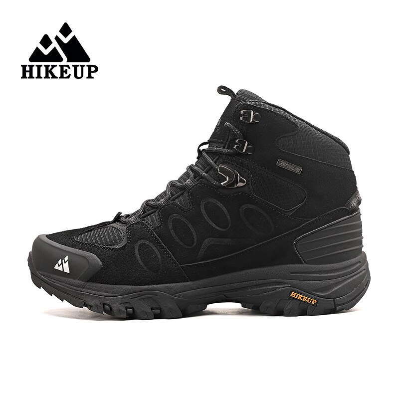 HIKEUP, botas de senderismo de alta calidad para hombre, zapatos de invierno para exteriores, botas de Trekking informales deportivas antideslizantes con cordones, zapatos cálidos de gamuza para hombre