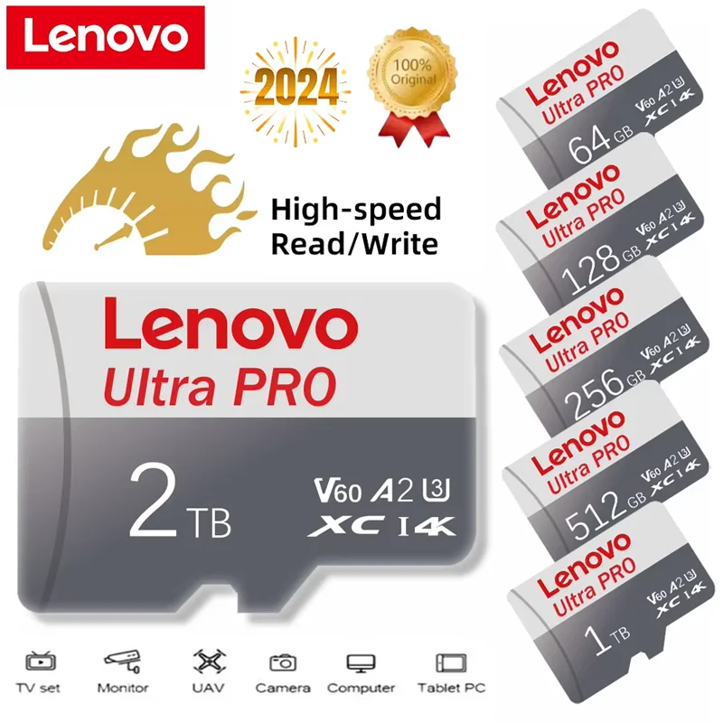 Tarjeta De Memoria SD Lenovo De 2TB, tarjeta SD De 1TB, 512GB, transferencia Ultra rápida De 256GB, tarjeta Micro TF SD De 128GB, Cartao De Memoria para teléfono y PC