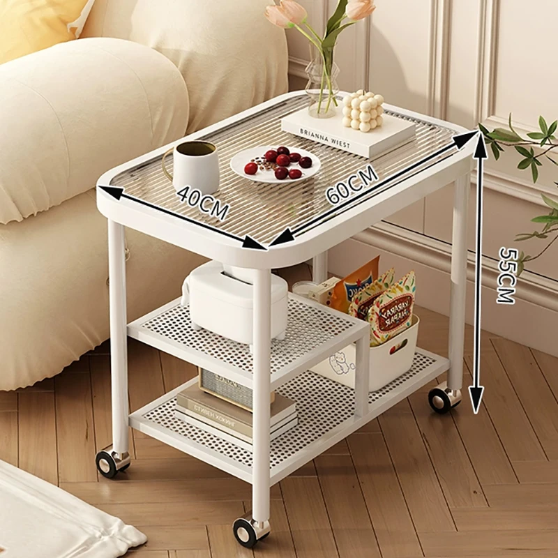 Cream Style Mobile Side Cabinet Small Rolling Decorative Accent Piece Lightweight Table Room Desks Coffee Tabla Madera Furniture