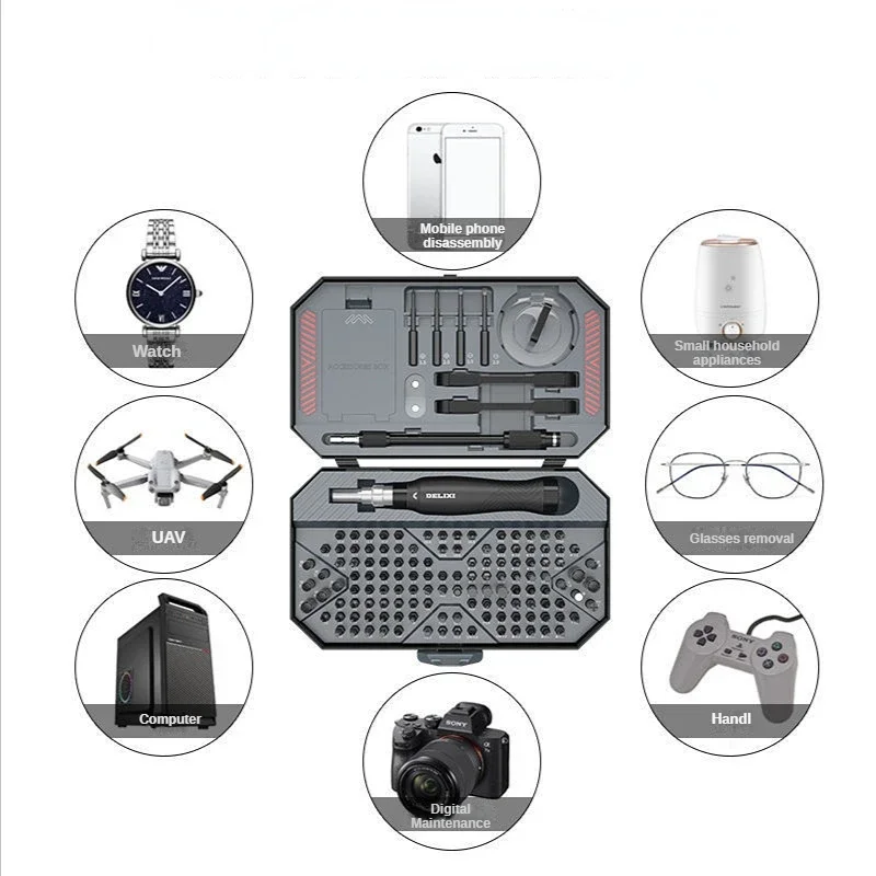 Xiaomi DELIXI 145-in-1 Screwdriver Set Precision Magnetic Screw Driver Bits Wireless Hand Screw Driver Repair Kit Tools