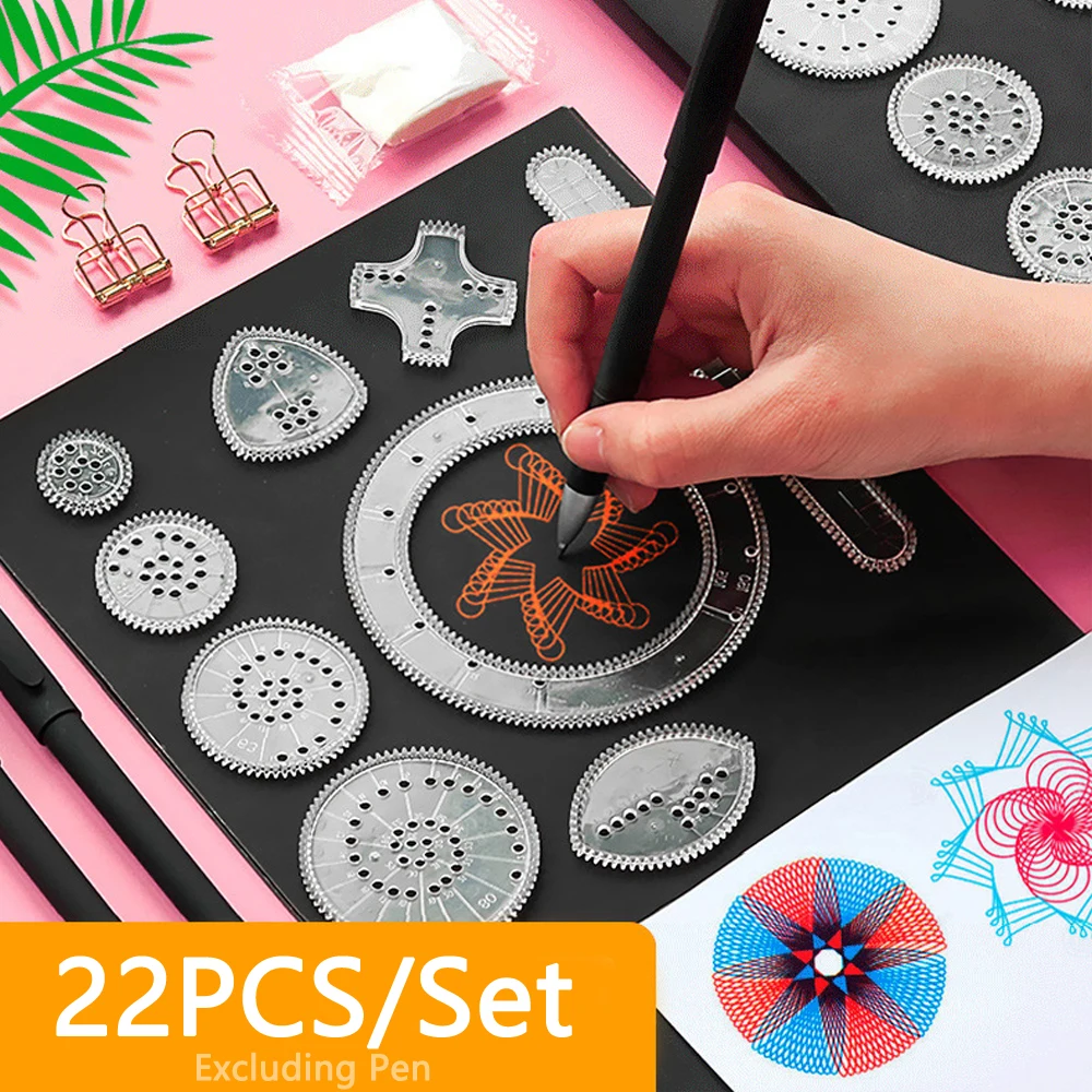 Divertente geometria Spirograph disegno stencil Set creativo geometrico righello giocattoli strumenti di disegno bambini Montessori giocattolo educativo regalo