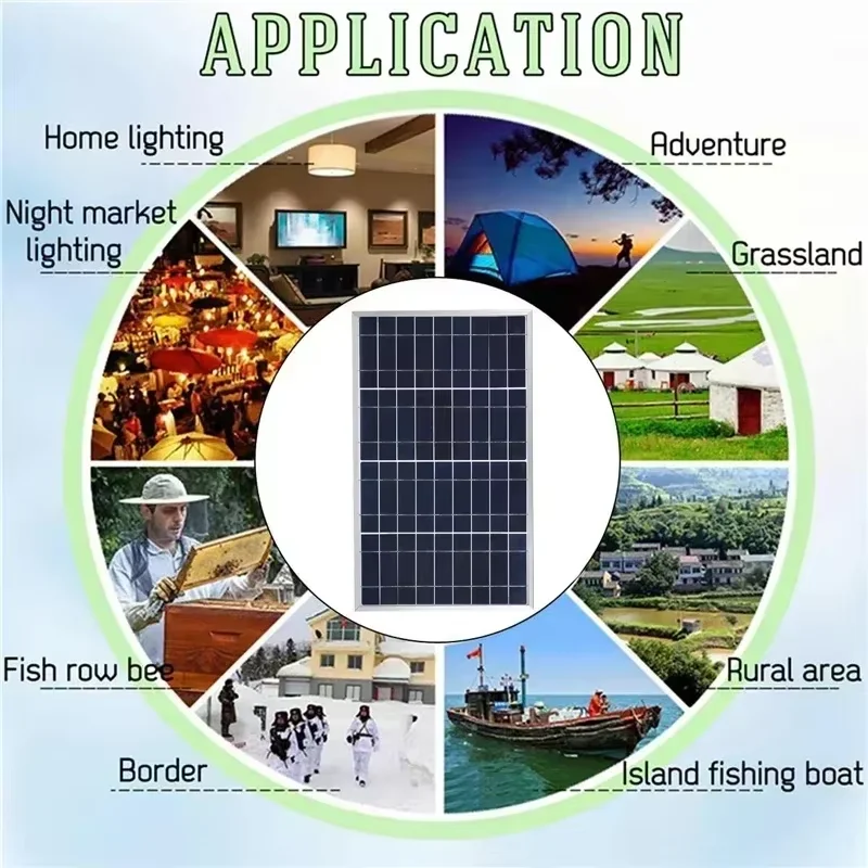 300 W 12 V Solarpanel-Set, kompletter polykristalliner USB-Stromversorgung, tragbarer, wiederaufladbarer Solarzellen-Solargenerator für den Außenbereich für Zuhause