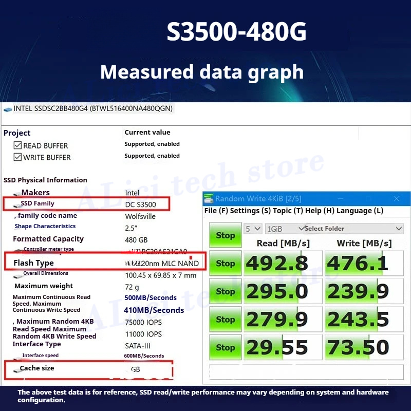 Original for Intel mlc SSD DC 2,5" SATA S3510 S3610 120G 480G 800G 1.2T 1.6T SSD para servidor Enterprise-level