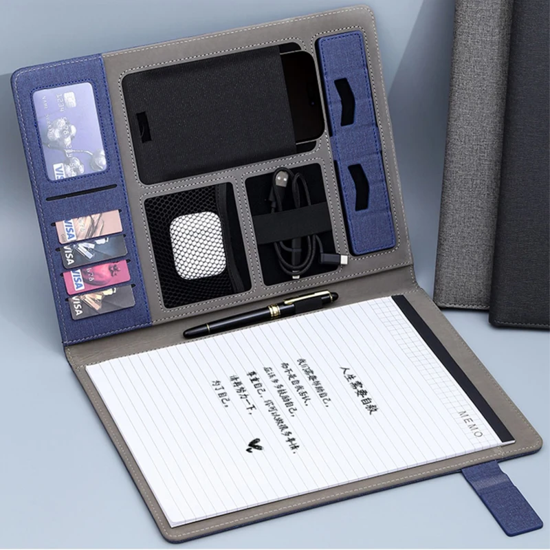 Multifunction A4 Leather Portfolio File Folder  Man Phone Document Holder Organizer Executive Briefcase Suitcase Business Office