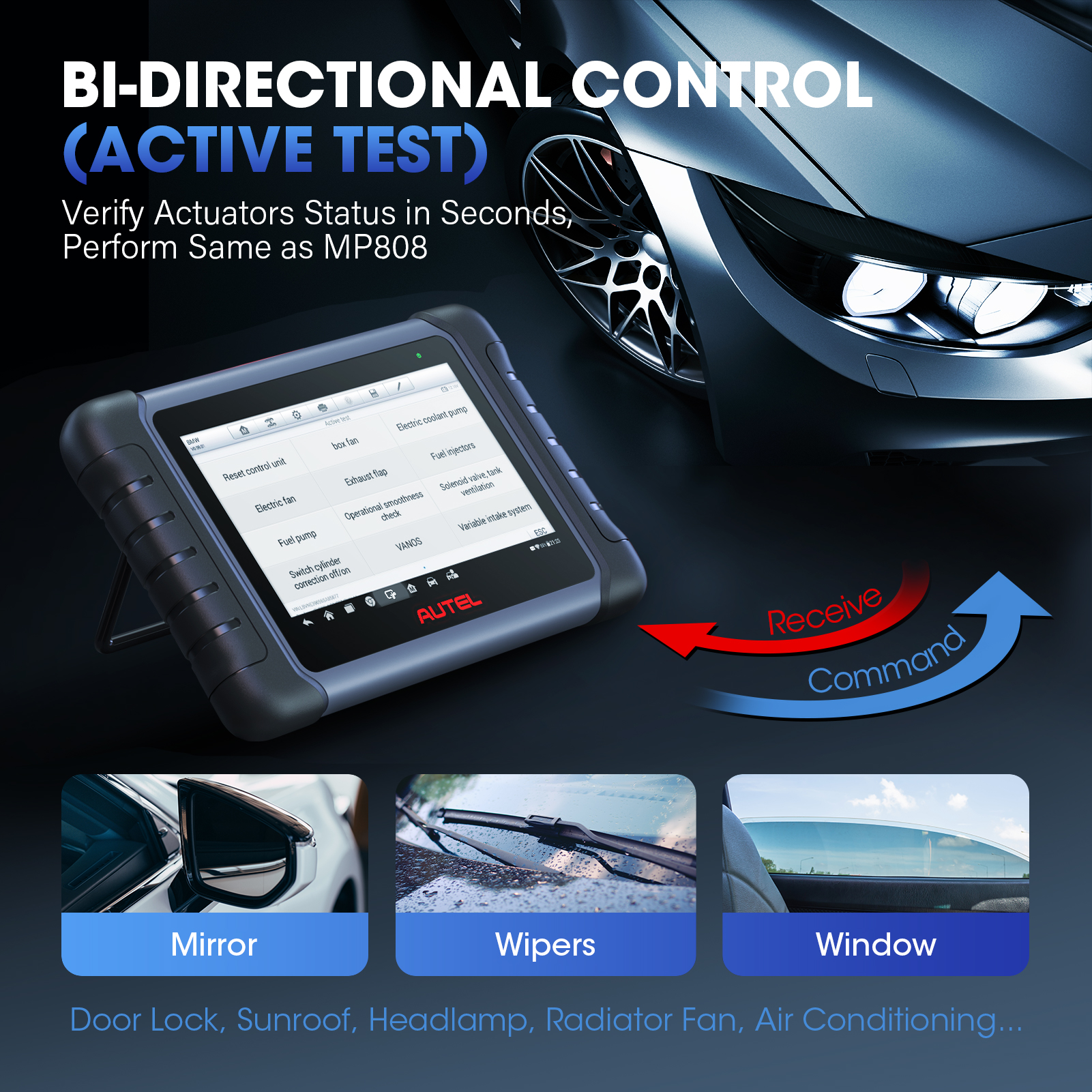 Autel MaxiCOM MK808KBT PRO OBD2 escáner Automotivo herramienta de escaneo de diagnóstico de coche MK808K-BT OBD 2 lector de código codificación clave prueba activa