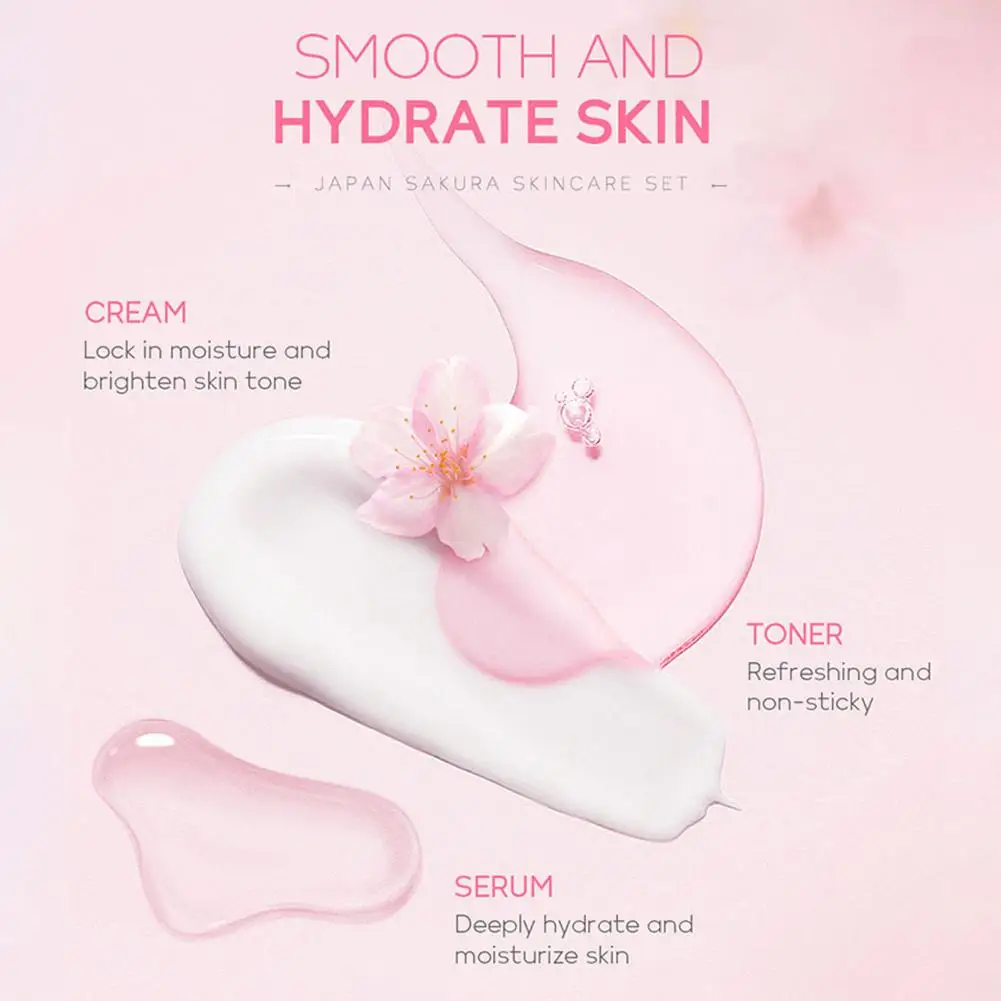 5/6 pçs sakura conjuntos de cuidados com a pele creme facial soro toner limpador facial protetor solar creme para os olhos rosto produtos de cuidados com a pele