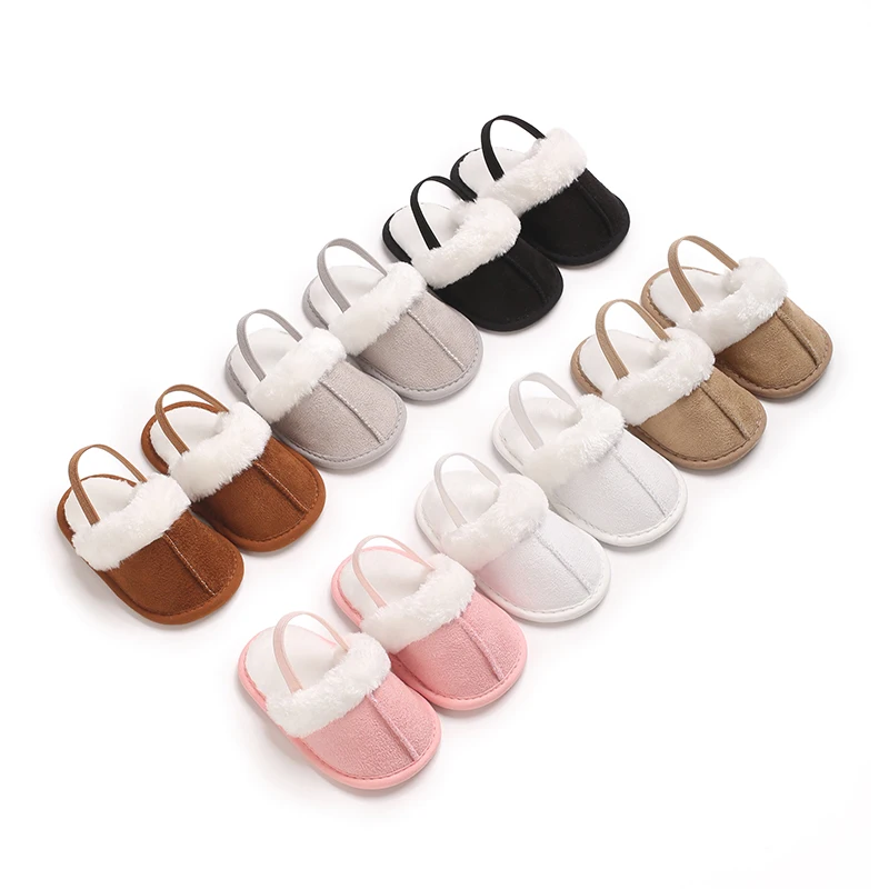Zapatillas de algodón de otoño e invierno para bebés de 0 a 18M con aislamiento de felpa, suela suave, cómodos zapatos para caminar en interiores