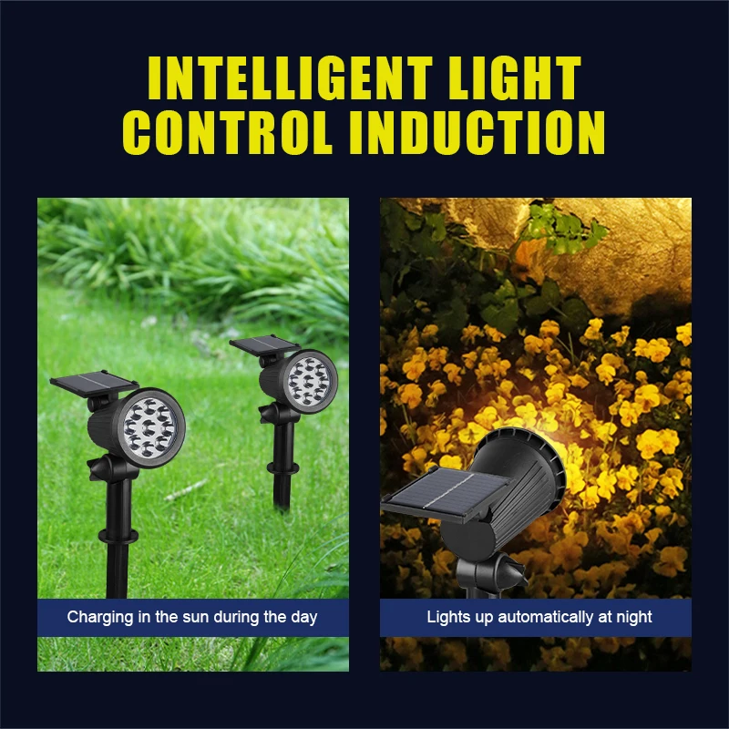 Lámpara alimentada por energía Solar 2/9 Led, foco Solar ajustable en el suelo IP65, luz de pared de paisaje impermeable, iluminación exterior