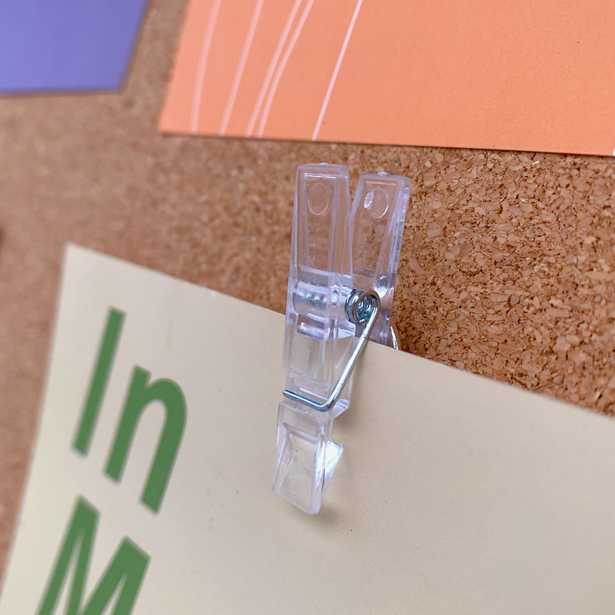 20pcs Multifunctional Clip-shaped Thumb Tacks for Cork Board Transparent Plastic Push Pins Home Photo Wall Decoration Clips