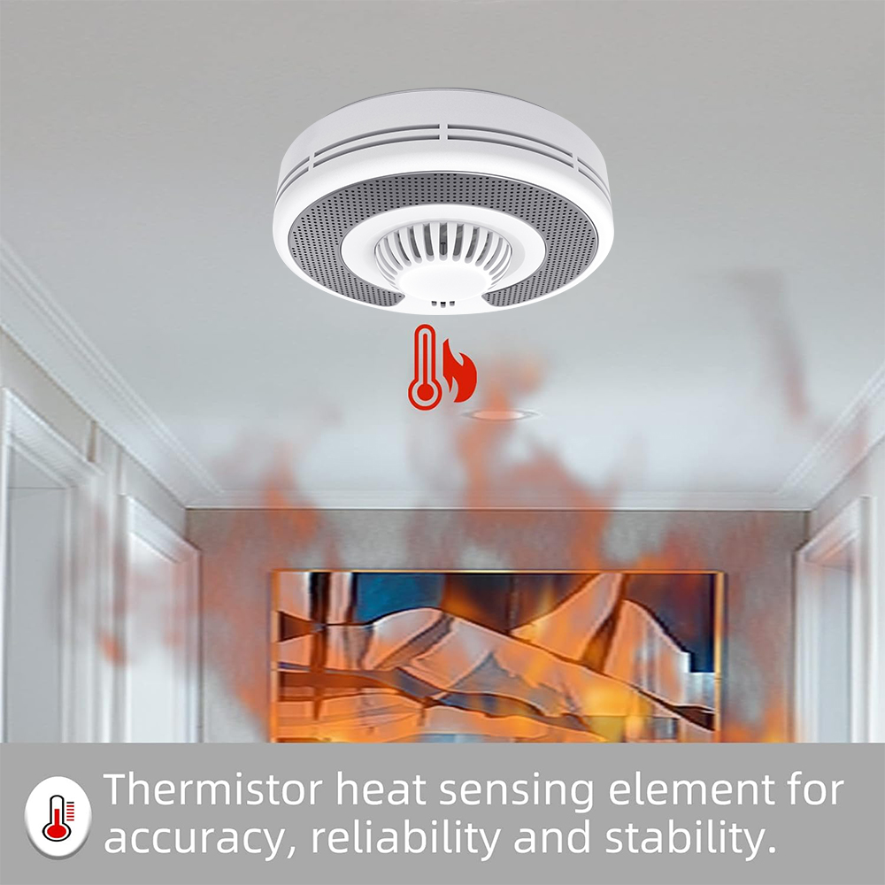 Alarma de calor V-COME con batería de litio sellada de 10 años, detector de calor independiente con gran prueba y botón de silencio, BS 5446-2, VH03