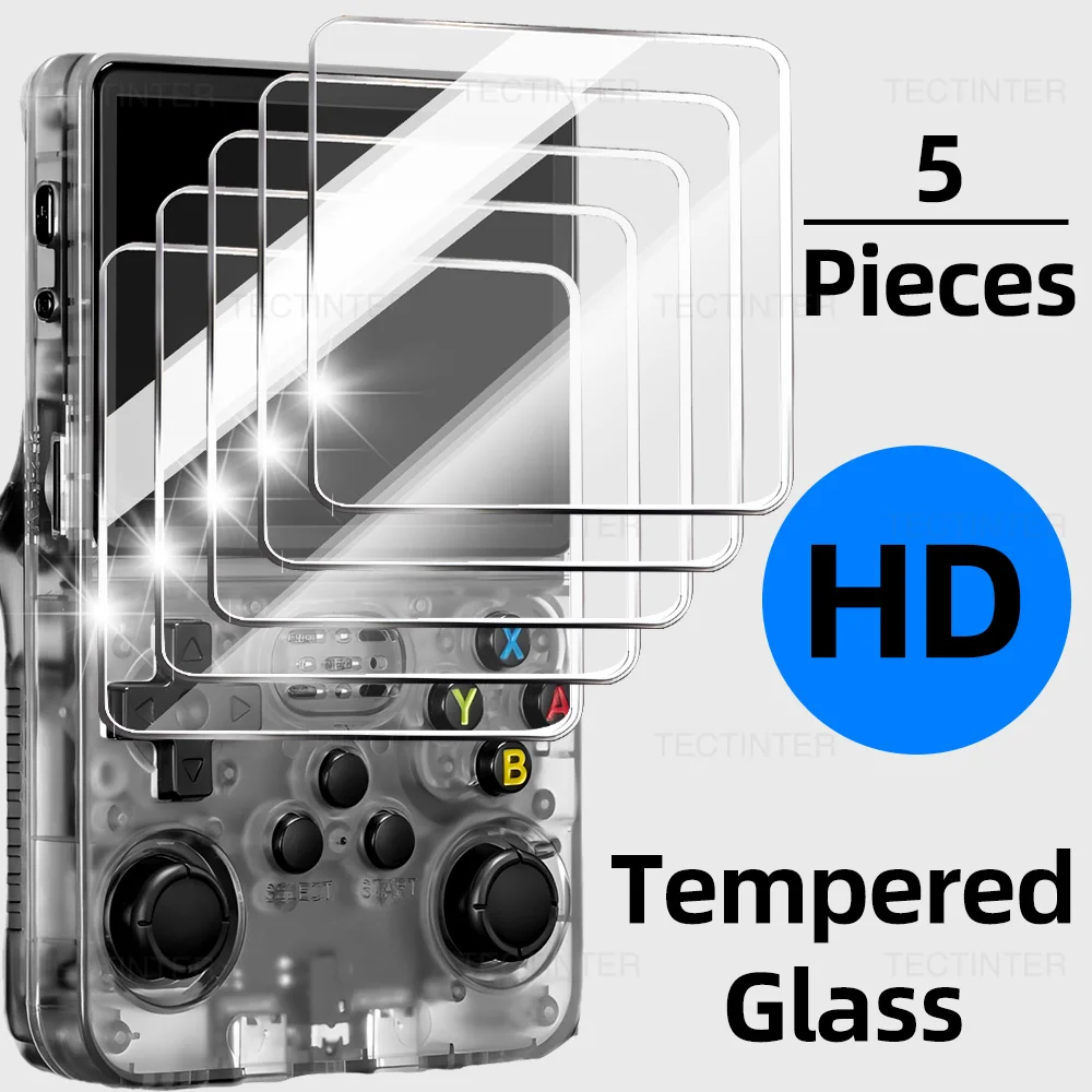 Per R36S/R35S/RGB20S Pellicola di vetro temperato 2/3/5 pezzi per R36S Console di gioco portatile Protezione dello schermo Pellicola di immagazzinaggio Accessori