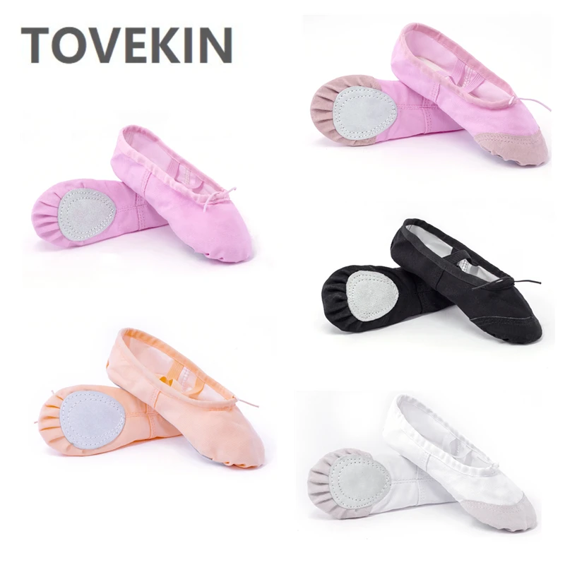 Cabeza plana De lona negro blanco suave Zapatos De Punta De bailarina BD ballet vientre gimnasio yoga Zapatos De baile niños Mujer