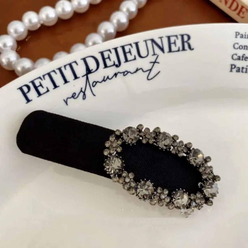 Horquillas de diamantes de Corea para mujer, pasadores de cristal de lujo, accesorios para el cabello, Clip lateral elegante, Retro, negro, caliente