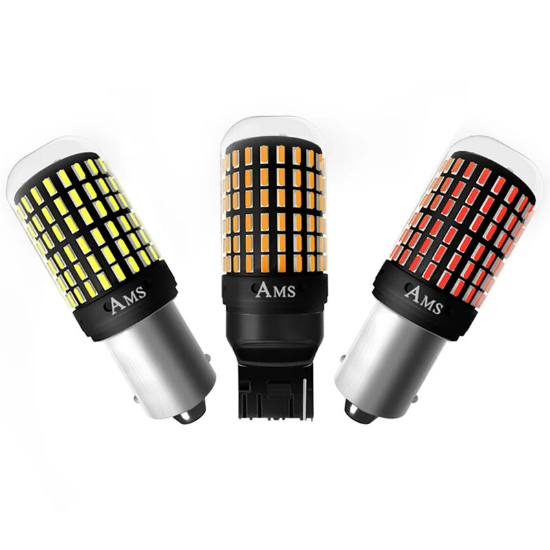 2 uds 1156 BA15S P21W BAU15S PY21W 7440 W21W P21/5W 1157 BAY15D 7443 3157 bombillas LED 144smd CanBus lámpara luz de señal de giro inverso
