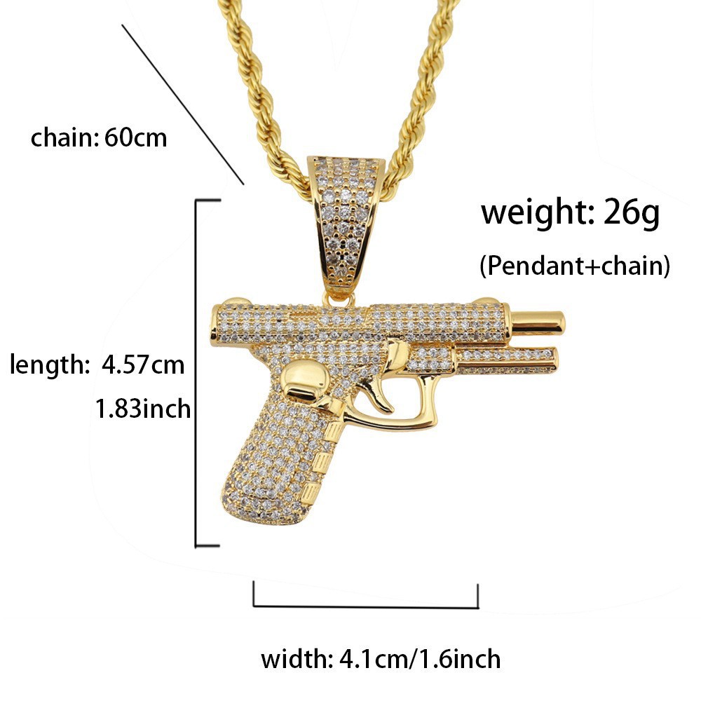 TrendMen Hiphop Rock Pistole Maschinenpistole Gewehr Anhänger Halsketten Für Männer Jungen Gold Farbe Metall Metall Schlüsselbein Kette Schmuck