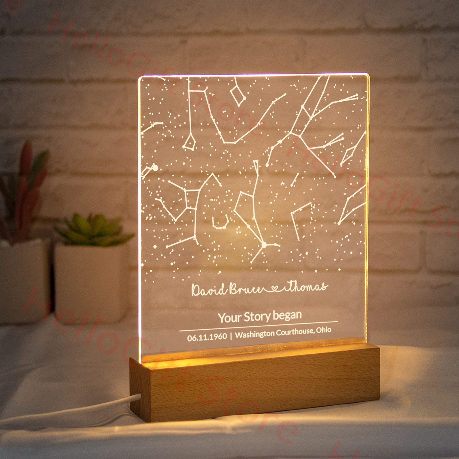 Personalized Constellation Chart Lamp Customized Bedroom NightLight for Couples MOM DAD LOVE Family Birthday Day Souvenirs Gift