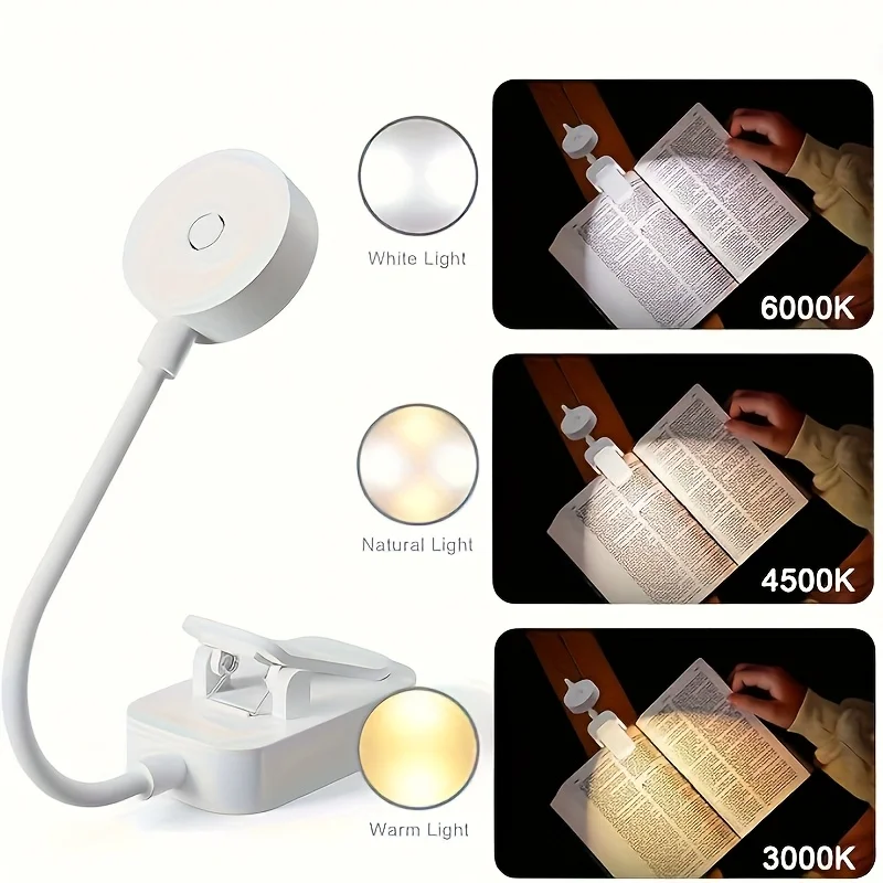 โคมไฟหนีบหนังสือแบบพับได้ขนาดเล็ก ชาร์จผ่าน USB ไฟ LED สำหรับอ่านหนังสือกลางคืน 3 โหมด ป้องกันดวงตา ปรับความสว่างได้แบบไม่มีขั้นบันได ยืดหยุ่นได้ เหมาะสำหรับอ่านหนังสือในห้องนอน