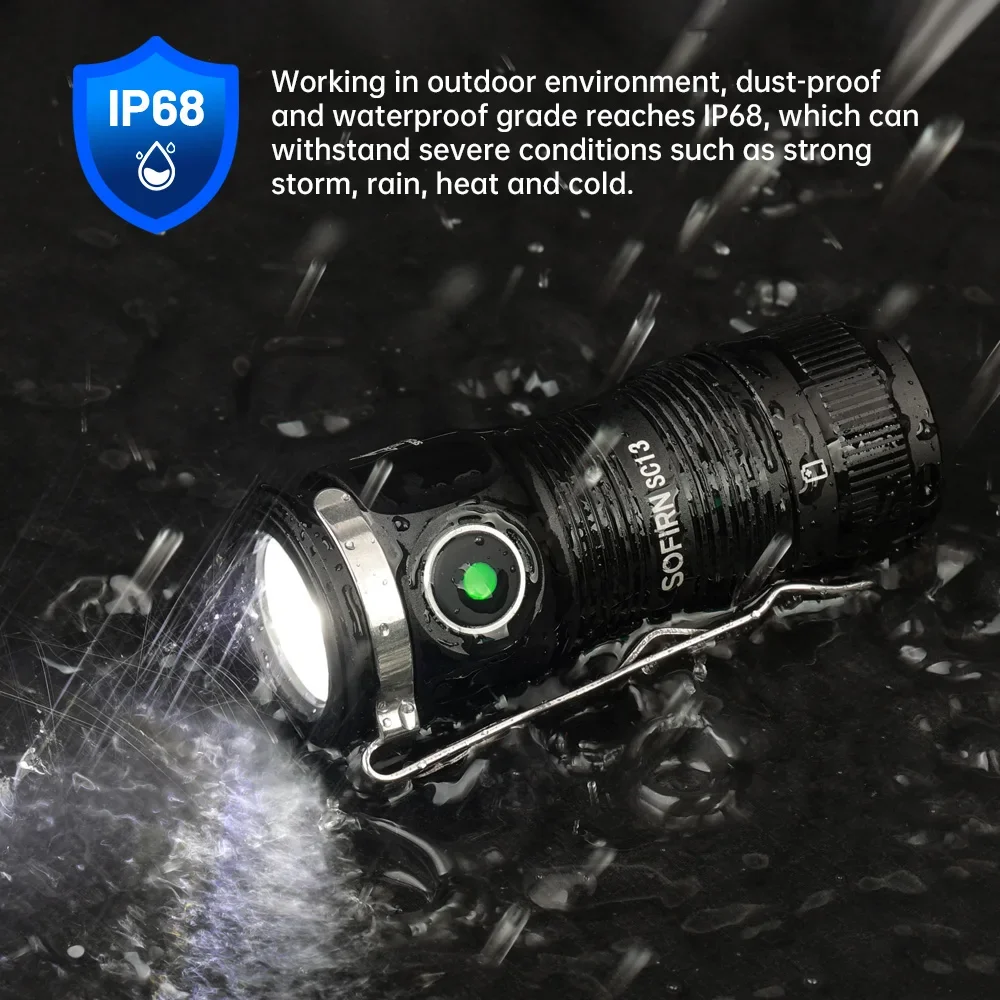 Sofirn Mini SC13 Powerful Flashlight SST40/519A LED 1300lm 18350 Rechargeable Led Light 95 High CRI Torch Lamp with Magnetic