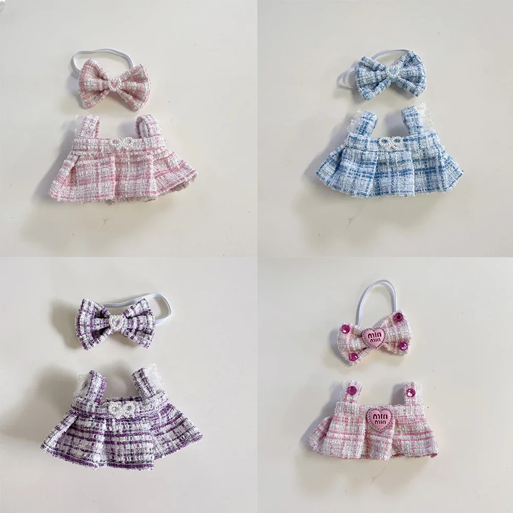 17 cm Labubu Plüsch Puppe Kleidung Outfit Zubehör Korea Kpop Exo Labubu Idol V1 V2 Schwarz Kleid Anzug Geschenk