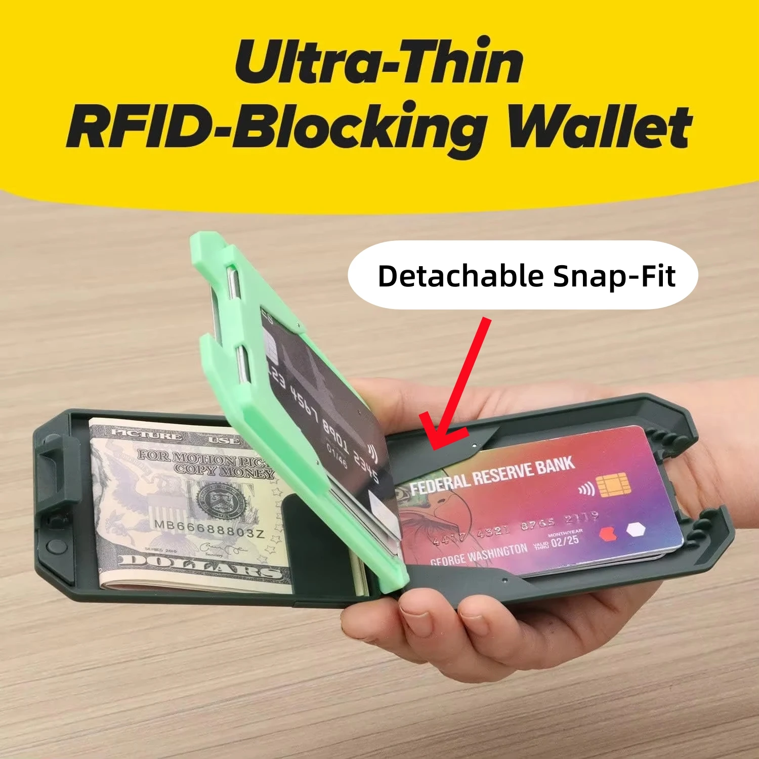 Portafogli 4 Portafoglio da uomo con blocco RFID con fermasoldi rimovibile - Porta carte sottile, sicuro e resistente alle schiacciature