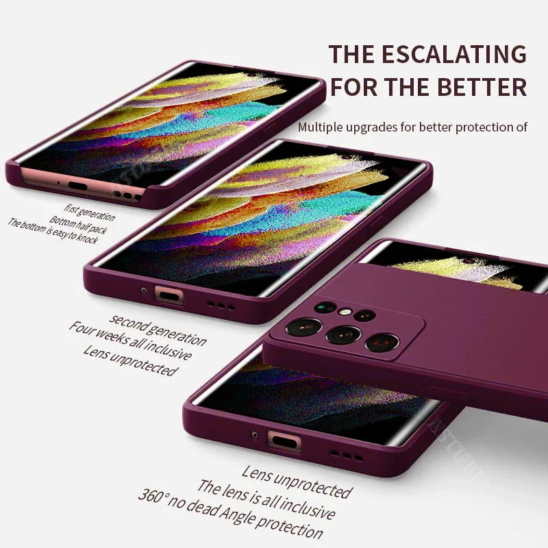 Funda de silicona líquida de lujo para Samsung Galaxy S25 S24 S23 S22 S21 S20 Ultra Plus FE A54 A53 A52 A73 5G 4G, funda suave a prueba de golpes