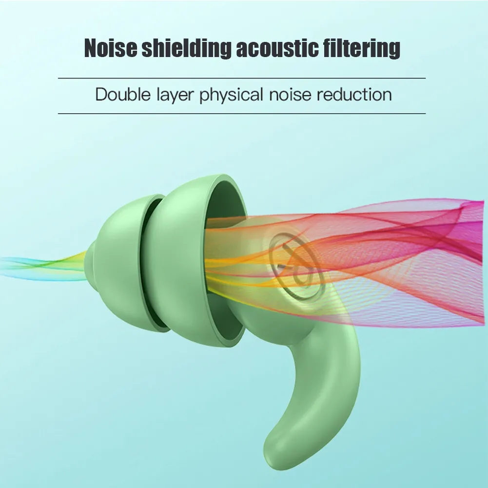 Tappi per le orecchie in silicone antirumore Tappi per le orecchie con riduzione del rumore del sonno Cancellazione Tappi per le orecchie insonorizzati Protezione per le orecchie morbida per il nuoto impermeabile