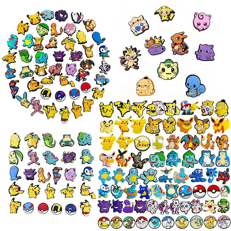 8-100 Uds MINISO Pikachu monstruo de bolsillo zapatos dijes PVC accesorios de zapatos para zuecos sandalias decoración hebilla niños amigos regalos