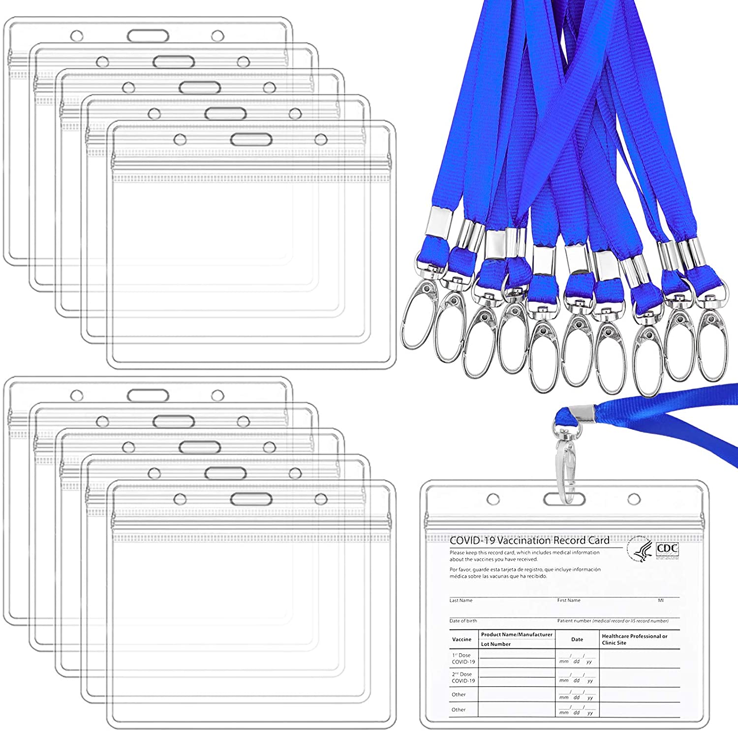 20 Uds cordones soporte para tarjeta de identificación funda para tarjeta de identificación funda impermeable bolsa Protector de plástico plástico transparente placa de nombre impermeable