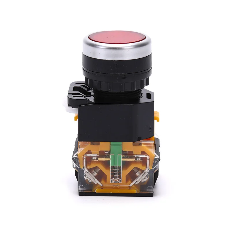 Push Button Switch Push-Type Self-Resetting La38-11Bn Power Supply Flat Head Start Stop Round Inching Start Stop Self-Resetting Inching Push-Type 22mm