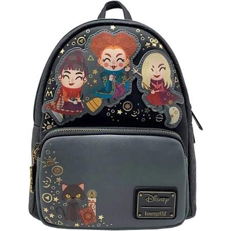 Loungefly Disney Hocus Pocus Mini plecaki Winifred Mary i Sarah i uroczy kot Thackery Binx PU Cosplay damski plecak