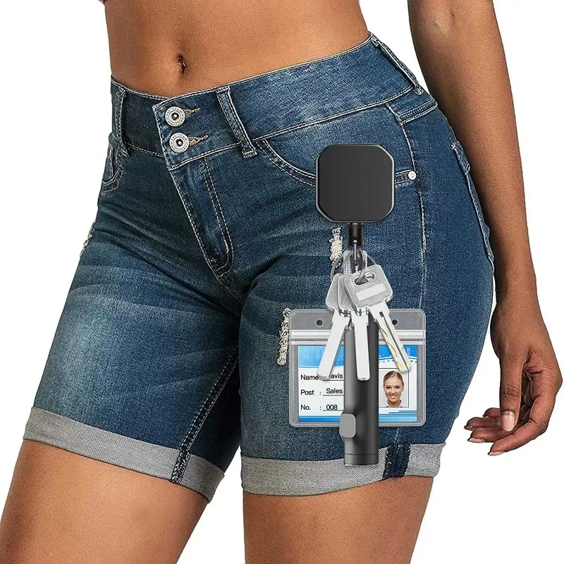 Hebilla antipérdida y fácil de tirar de llavero retráctil, cinturón, insignia, carrete, Clip, Accesorios cuadrados Para llavero automático