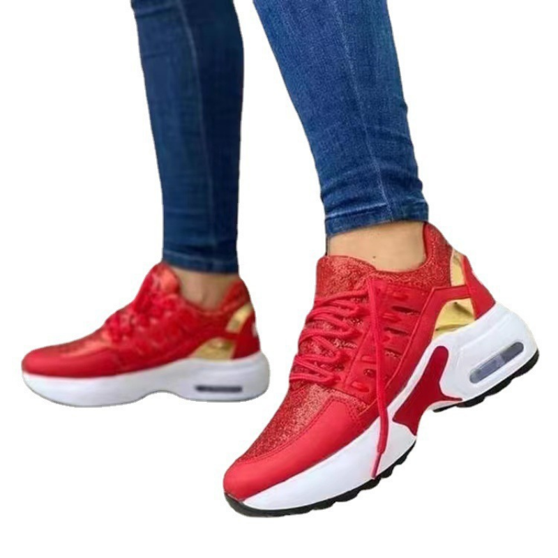 Zapatillas de deporte informales con plataforma vulcanizada para mujer, zapatos planos de malla transpirables para correr y caminar, calzado deportivo grueso para verano