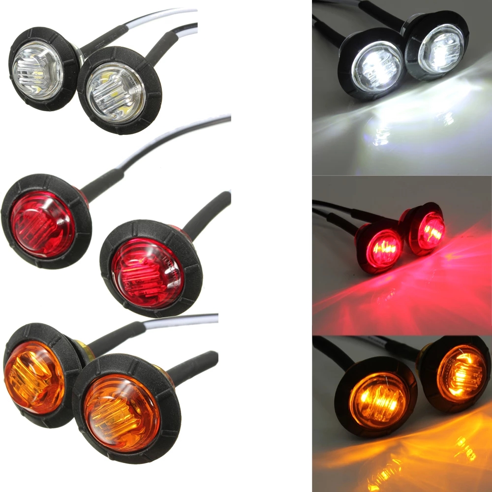 2 luces indicadoras de posición lateral trasera LED de montaje de 3/4 pulgadas para camiones, senderos, marcador de cabina, barcos 12V 24V rojo verde amarillo azul