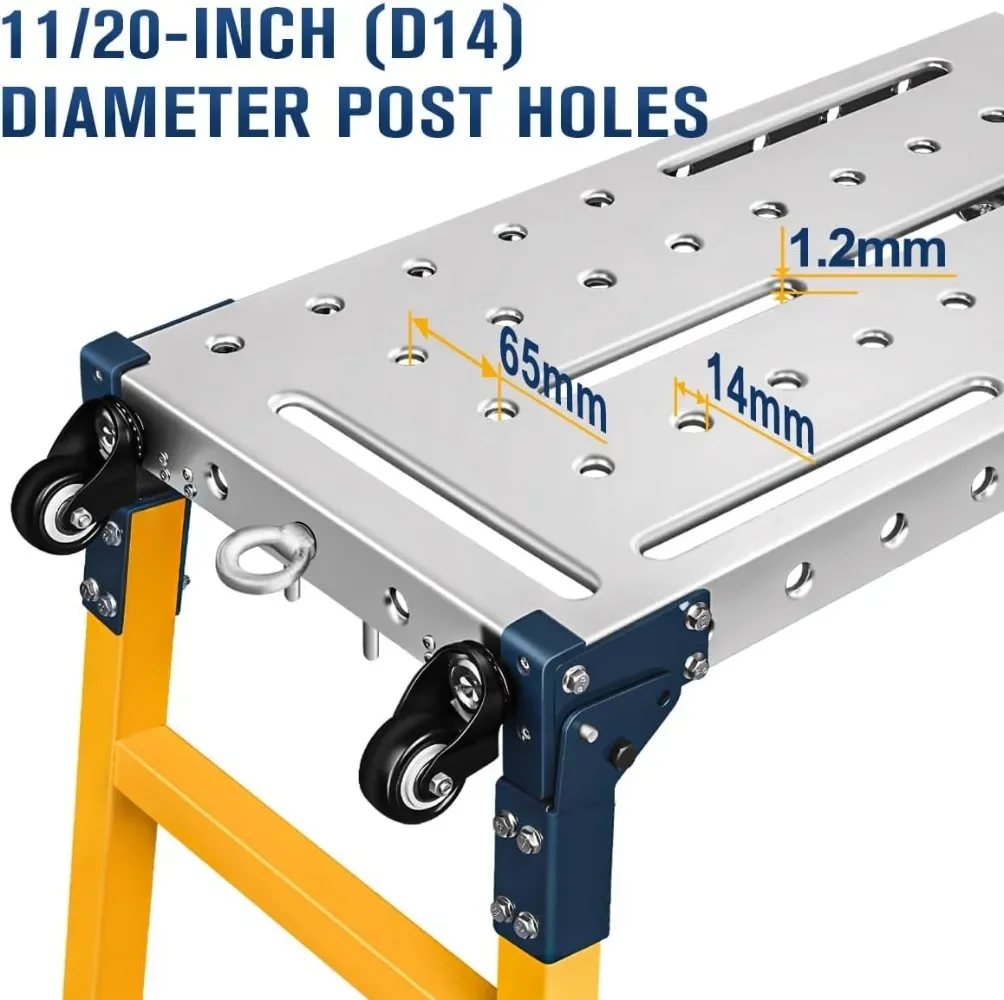 Versatile Portable Steel Work Platform and Welding Table with Casters  55 x 14-inch Galvanized Tabletop  1100 lbs. Load Capacity