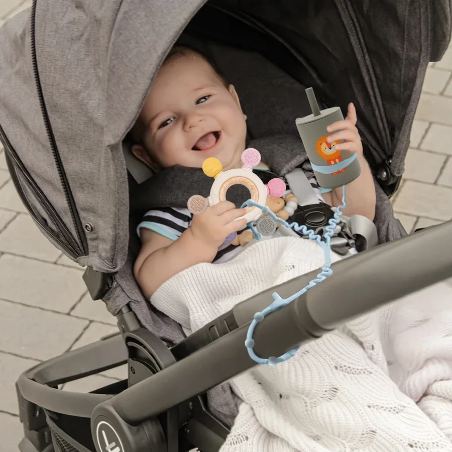Neue 1 STÜCK Baby Schnullerkette Mit 2 Clips Säuglingsflaschenkette Verstellbare Silikon Schnullerkette Beißring Spielzeug Kinderwagen Zubehör