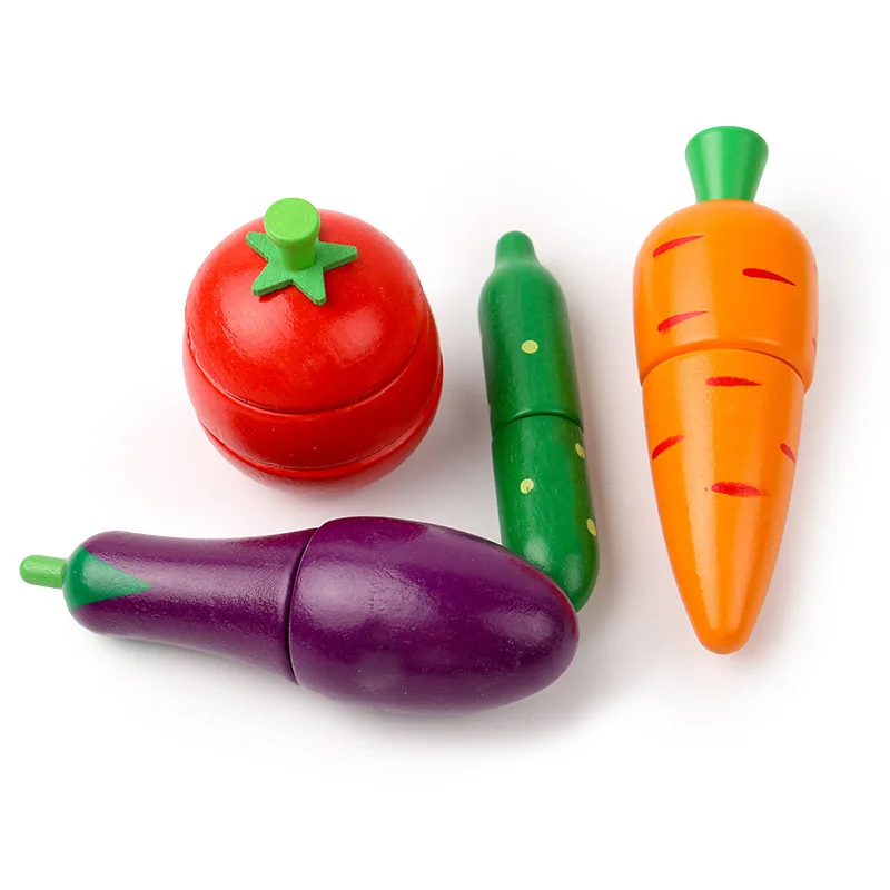 Juguete de simulación de cocina, juego clásico de madera, juguete educativo Montessori para niños, regalo para cortar frutas y verduras