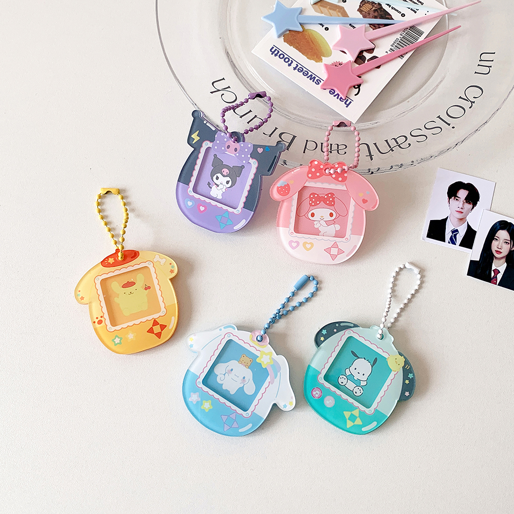 Kawaii Cartoon Kuromi My Melody Acrylic Card Holder Cute Cinnamoroll Pochacco Girls Idol 1-Inch Photo Storage Pendant Card Clip