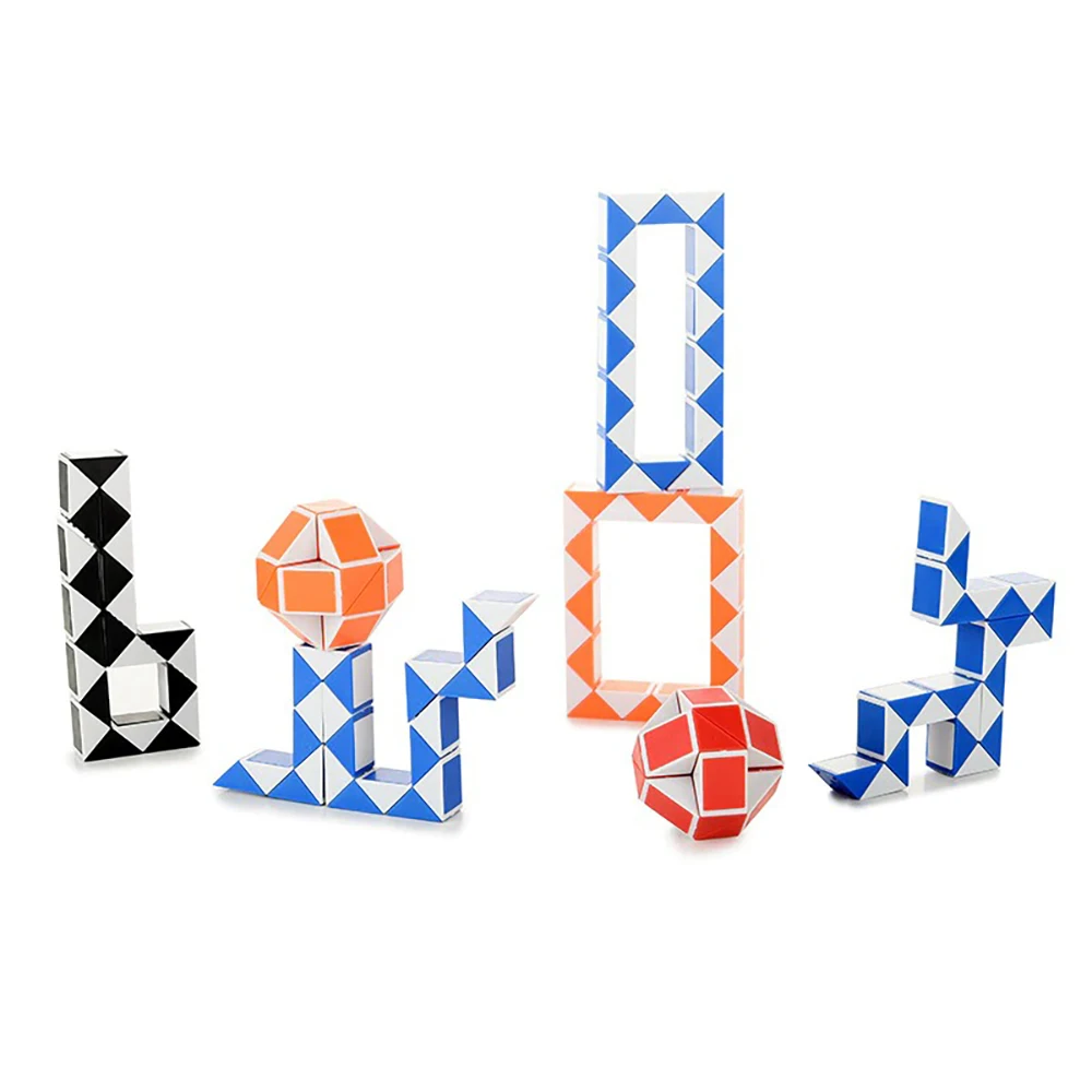 12-6 PCS Random Snake Cube Twist Folding Puzzle Fidget Toy 24 Blocks Magic Ruler Anti Stress Reliever Game Prezent dla dzieci i dorosłych