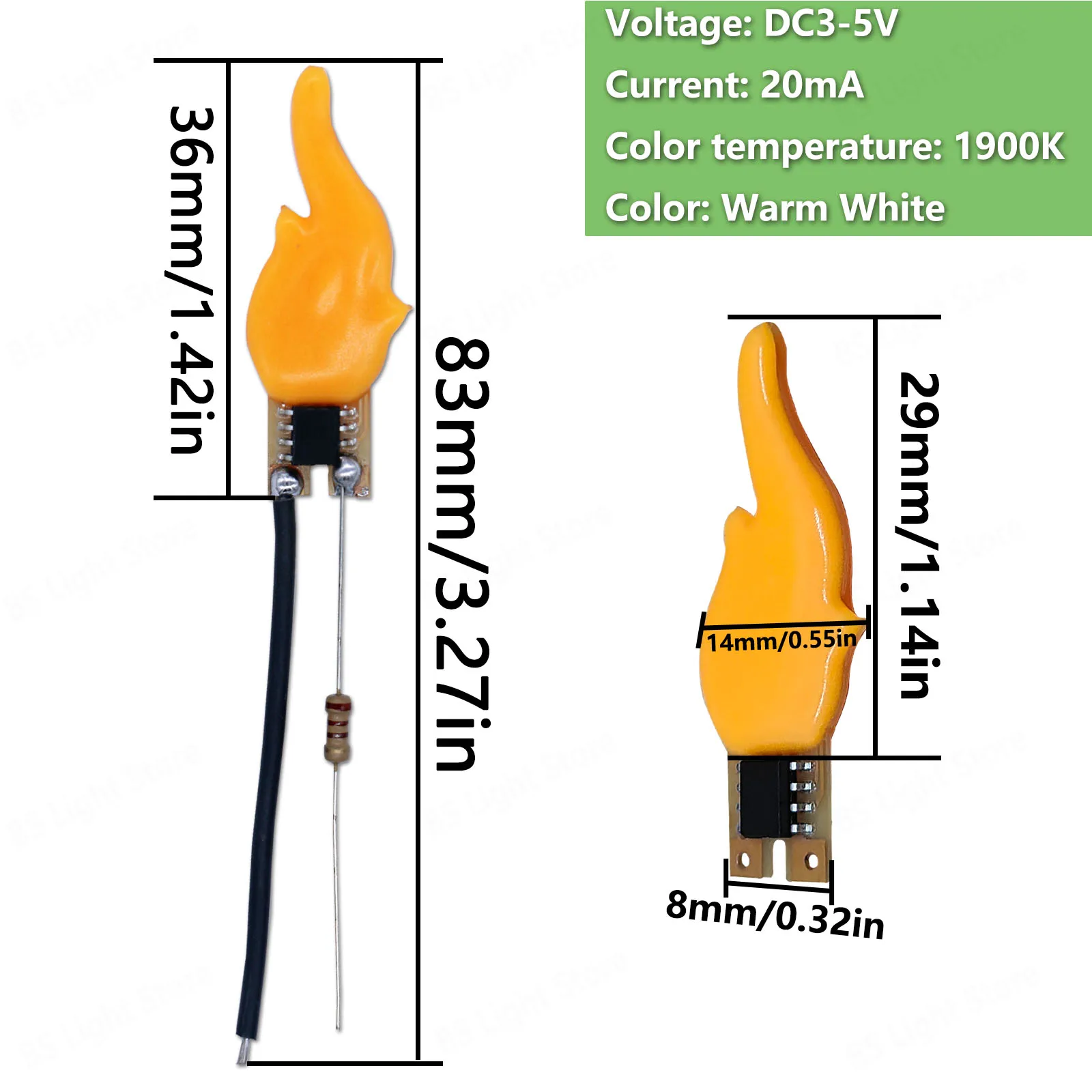 5V LED Cob แฟลชเทียน Edison เปลวไฟ LED Filament 2200K ไดโอดวันเกิดตกแต่งหลอดไฟอุปกรณ์เสริมแสงเทียน DIY