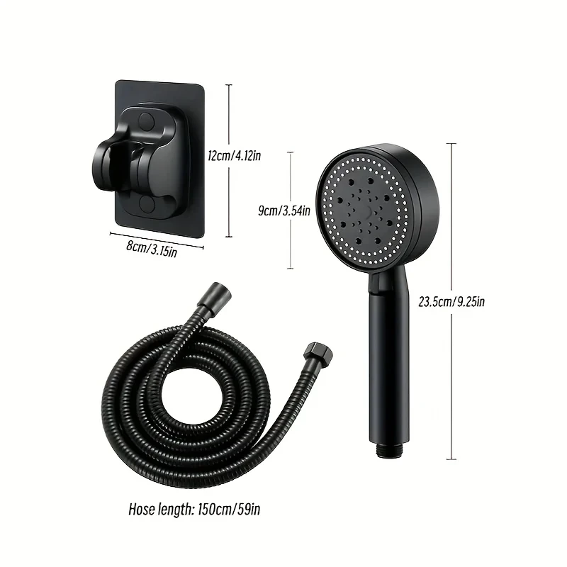 Pommeau de douche à main pressurisé luxueux, 3 pièces, 5 Modes de sortie d'eau réglable, contrôle thermostatique, finition polie, suspendu