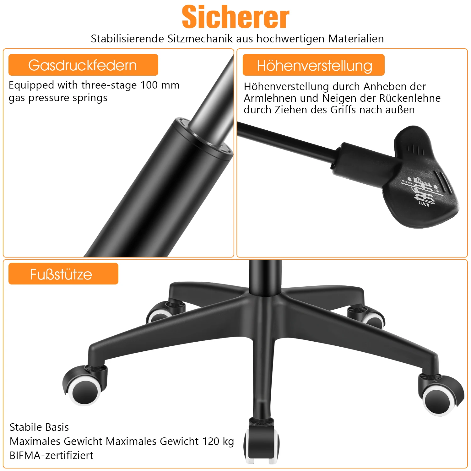 Sedia da ufficio in rete ergonomica 360 °   Scrivania per computer con sollevamento girevole, altezza regolabile