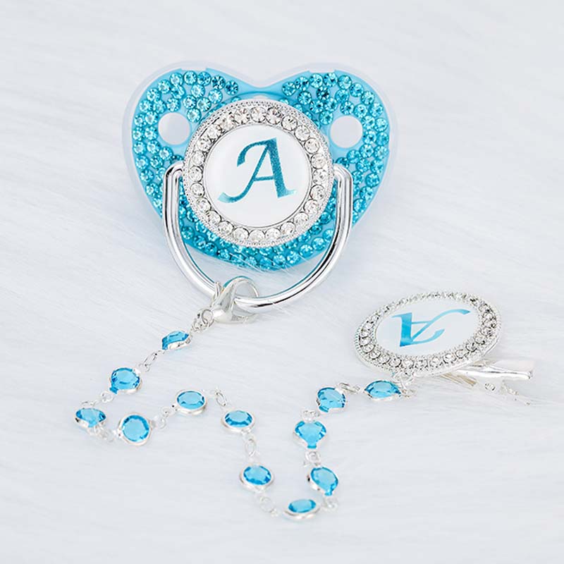 26 เริ่มต้น Baby Pacifier คลิป Blue Zircon ทารกแรกเกิดส่วนบุคคลหรูหรา Pacifiers ผู้ถือซิลิโคนทารก Teether หัวนม BPA ฟรี