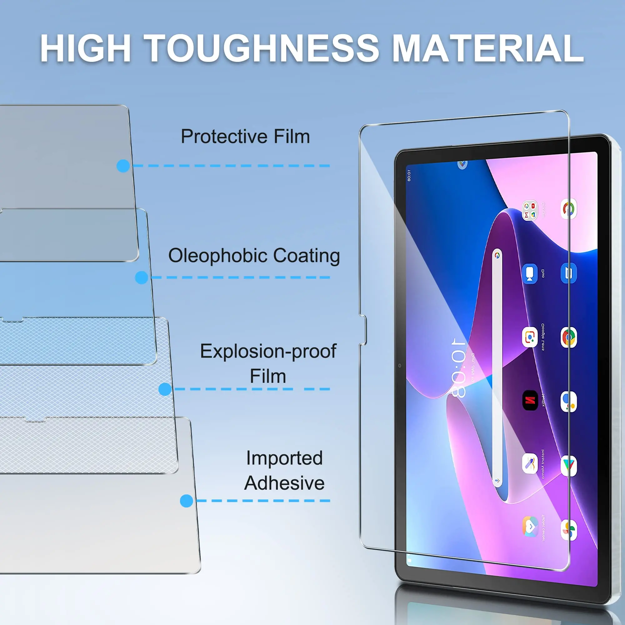 Para Lenovo Tab M10 Plus 3. a generación 10,6 "Protector de pantalla HD película de vidrio templado transparente M10 (Gen 3) 10,1 pulgadas 2022 TB328F XU TB128FU