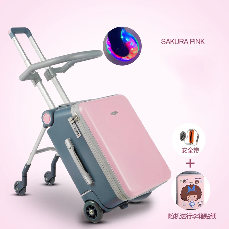 Maleta perezosa para niños, los niños pueden sentarse y andar, hombres y mujeres, equipaje con carrito de viaje para bebés, cochecito de bebé, artefacto, embarque