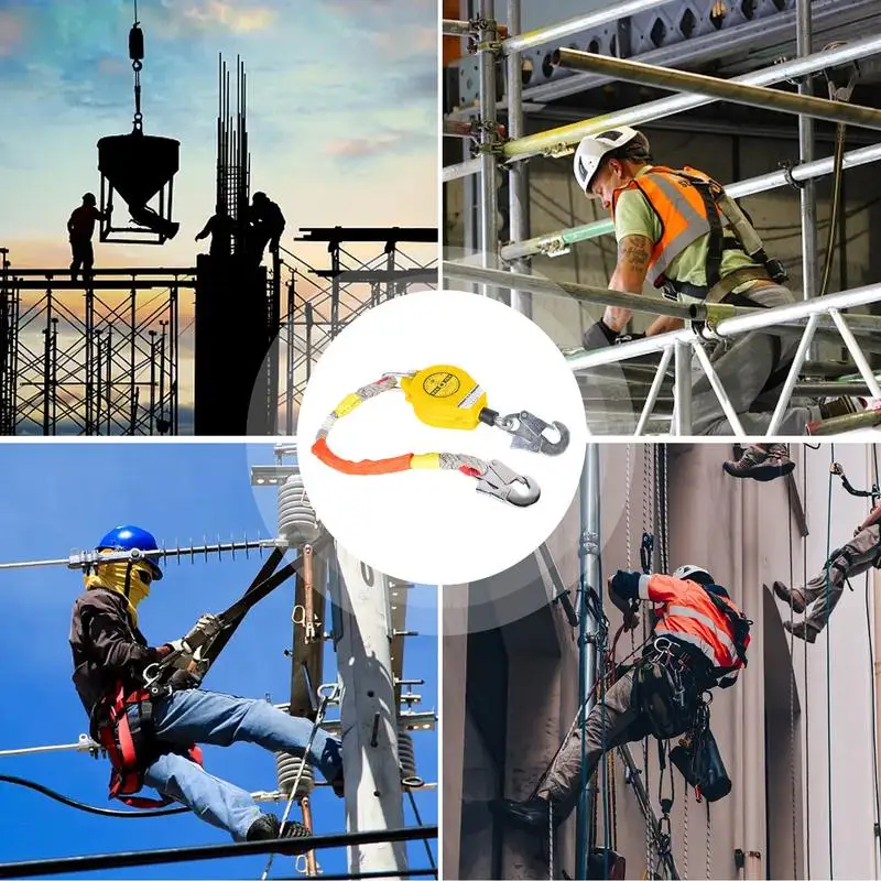 Self Retracting Lifeline 330.7 LBS 150 Kg Retractable Lifeline Fall Arrest System Anti-Rotation Steel Wire Rope Quick-Action