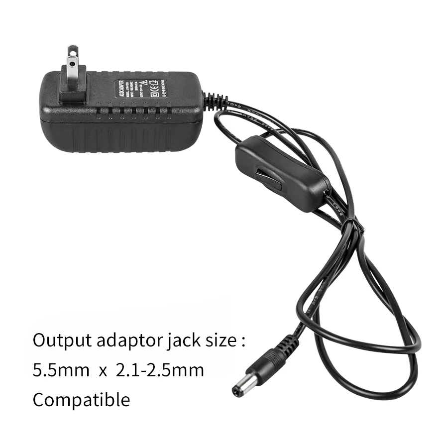 Adattatore di alimentazione 12V con interruttore Convertitore per caricabatterie con spina UE/USA AC 100-240V a DC 12V Driver trasformatore di illuminazione a LED 1A 2A 3A