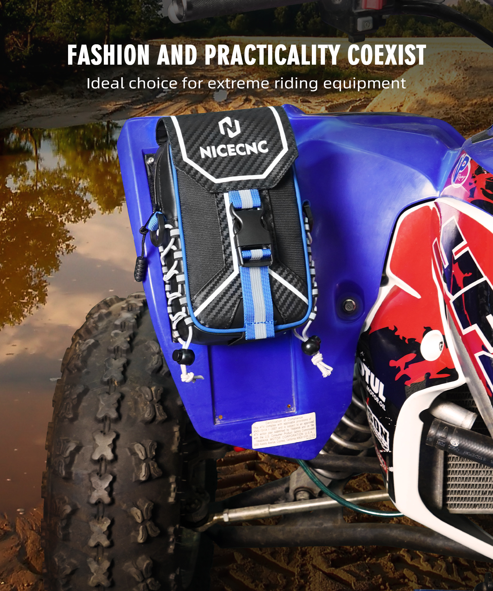 Nicecnc saco de pára-choque dianteiro para yamaha yfz 450 yfz450r yfz450x yfz450se fora de estrada resistente à água pacote de ferramentas atv acessórios de armazenamento