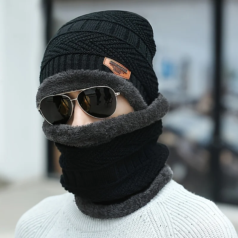 Winter Men's Knitted Hat Autumn/Winter Women's New Cotton Hat with Velvet Wool Hat Men's Cold Hat for Warmth