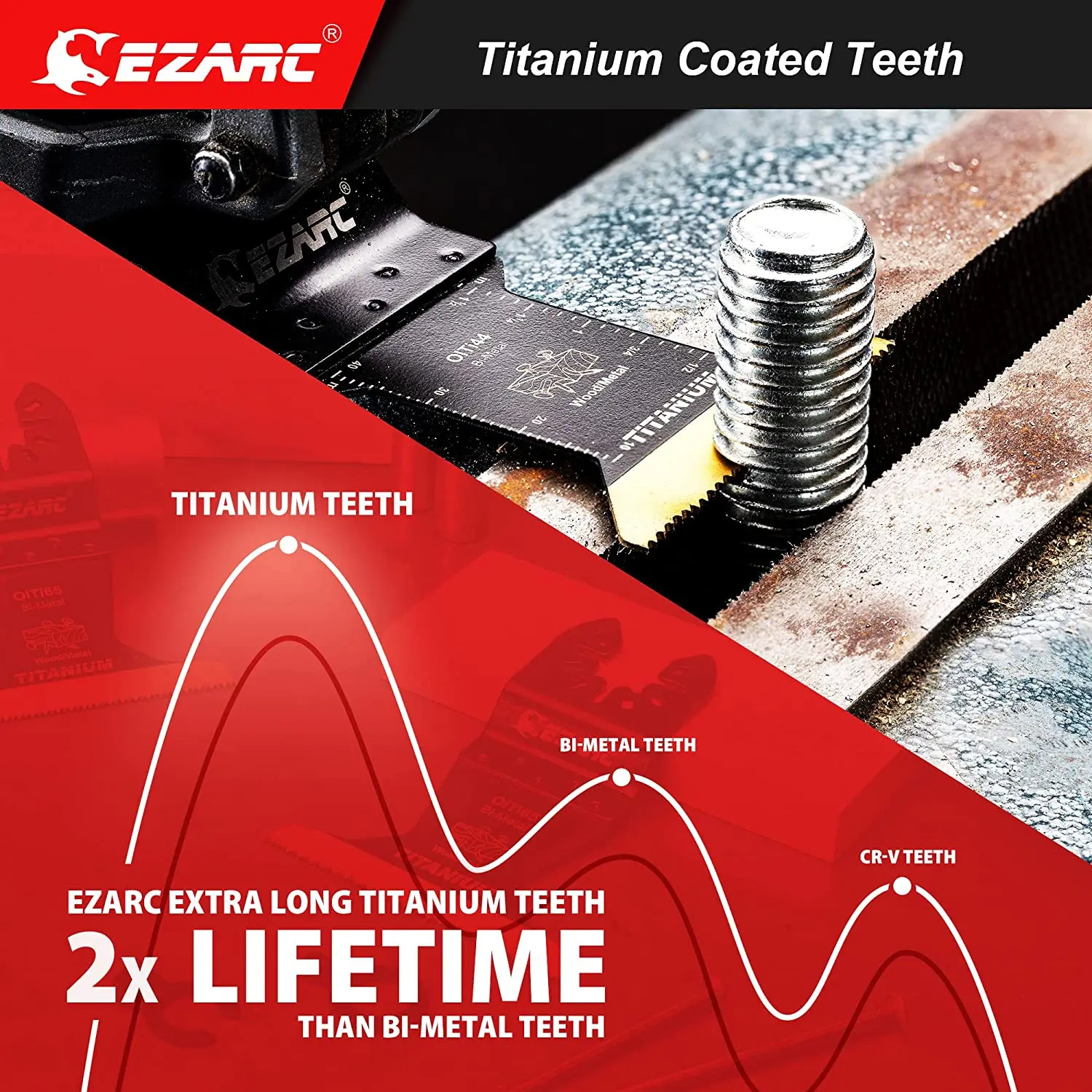 EZARC 4-delige titanium oscillerende zaagbladenkit, duikzagen multitoolbladen voor metaal hout nagels schroeven, verzonken gesneden universeel