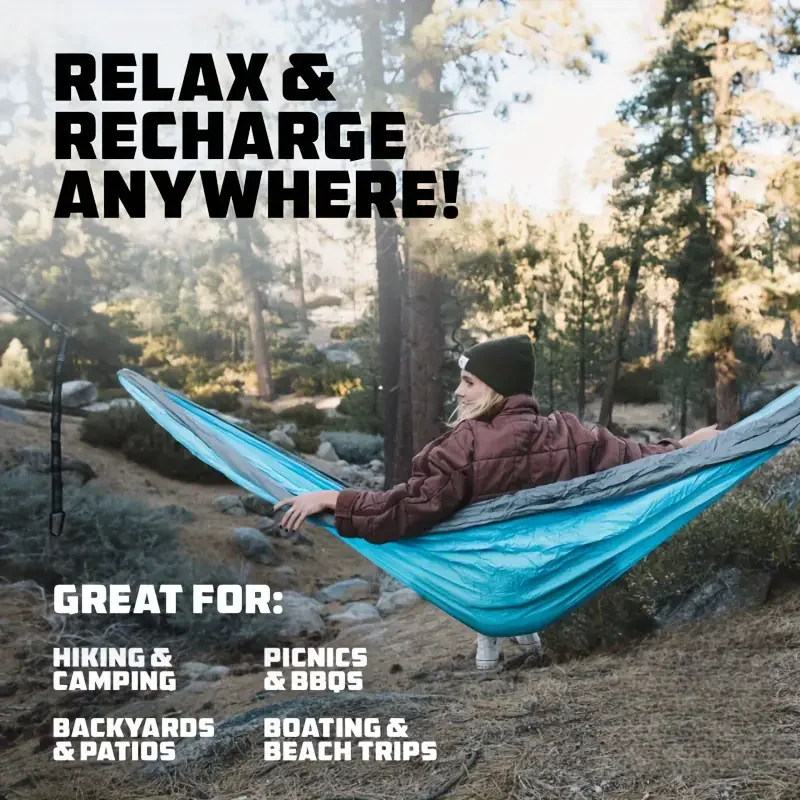 Amaca da campeggio Accessori da campeggio Attrezzatura per interni ed esterni con cinghie per alberi Amache leggere in nylon per escursioni in turismo